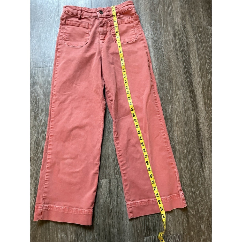 Marine Layer Bridget Crop Pants Womens Size 4 pink High Rise Wide Leg Stretch